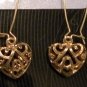 Gold tone Open Heart Dangle Earrings, sensitive ears