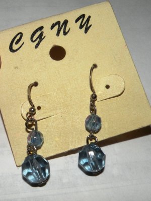 Light Blue Crystal Dangle Earrings, 1 inch