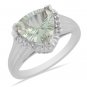 3.16 ctw Green Amethyst & Danburite Ring, Platinum over Sterling Silver, Size 8