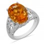 9 ct Citrine Oval Solitaire Ring, Platinum over Sterling Silver, Size 9