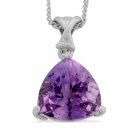 3.1 ct Amethyst Trillion Pendant Necklace, Platinum over Sterling Silver