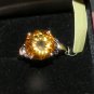 6 ct Citrine Round Solitaire Ring, Platinum over Sterling Silver, Size 8