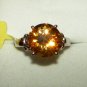 6 ct Citrine Round Solitaire Ring, Platinum over Sterling Silver, Size 8