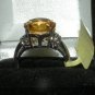 6 ct Citrine Round Solitaire Ring, Platinum over Sterling Silver, Size 8