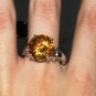 6 ct Citrine Round Solitaire Ring, Platinum over Sterling Silver, Size 8