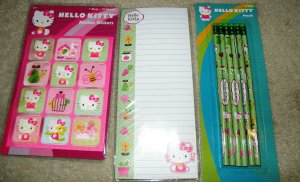 HELLO KITTY Garden Theme Stickers, Note Pad, Pencils