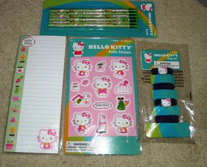 HELLO KITTY Garden Stickers, NotePad, Pencils, Hair Tie