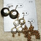 Gold Tone Earrings Lot of 3: Dangle Hoops and Beads nwt