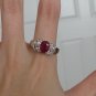 2.42 ctw African Ruby, White Topaz, Diamond Ring in Sterling Silver. (Size 8)