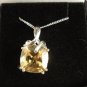 6.5 ct Citrine Solitaire Pendant Necklace, Platinum over Sterling Silver