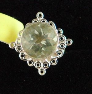 5.25 ct Green Amethyst Solitaire Ring, Size 7, Sterling Silver