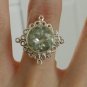 5.25 ct Green Amethyst Solitaire Ring, Size 7, Sterling Silver
