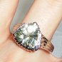 3.16 ctw Green Amethyst & Danburite Ring, Platinum over Sterling Silver, Size 8