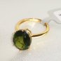 4.44 cts Green QUARTZ Ring, Sz 5, 18k Gold over Sterling Silver