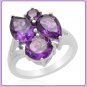 5.17 cts Genuine AMETHYST Ring, Sz 9, PLATINUM Plated (Pear & Round cut)