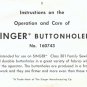 Singer Buttonholer 160743 For Model 301 301A MANUAL in pdf format