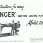 Singer Model 15-91 15.91 Electric Sewing Machine MANUAL in pdf format