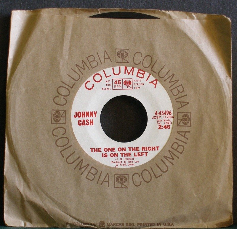 JOHNNY CASH~One on the Right is on the Left~ Columbia 43496 1965, PROMO 45 VG++