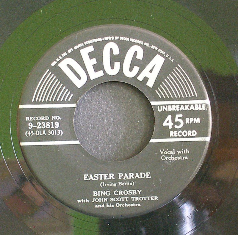BING CROSBY~Easter Parade / I've Got Plenty to Be Thankful for~ Decca 9-23819 1950, 45