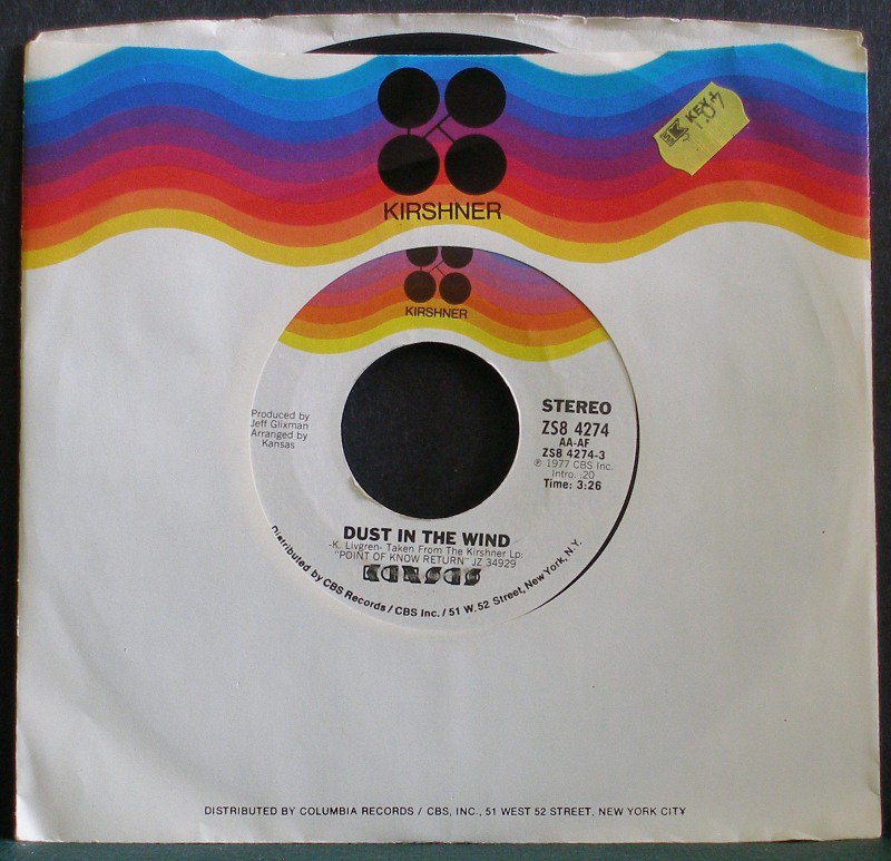 KANSAS~Dust in the Wind~ Kirshner ZS8 4274 1977, 45