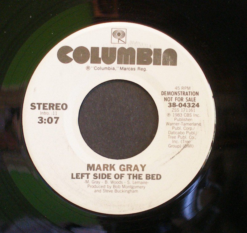MARK GRAY~Left Side Of the Bed~ Columbia 38-04324 1983, PROMO 45