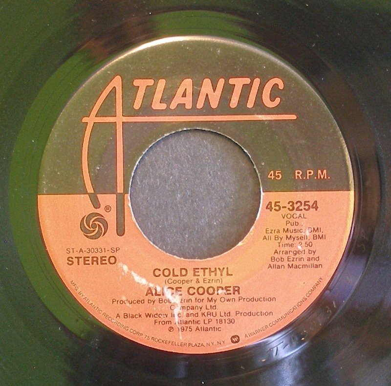 ALICE COOPER~Cold Ethyl / Only Women~ Atlantic 45-3254 1975, 45 NM