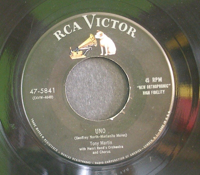 TONY MARTIN~Uno / Let's Try Again~ RCA Victor 47-5841 1954, 45