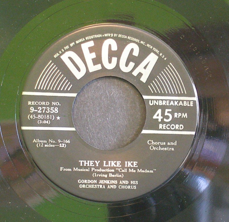 GORDON JENKINS~They Like Ike / Lichtenburg~ Decca 9-27358 1950, 45