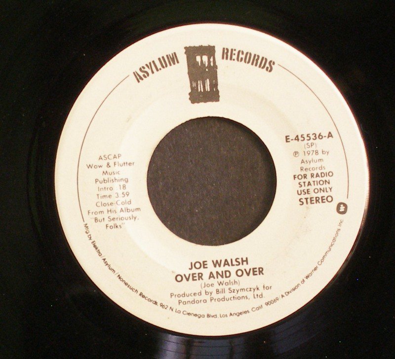 JOE WALSH~Over and Over~ Asylum E-45536-A 1978, PROMO 45