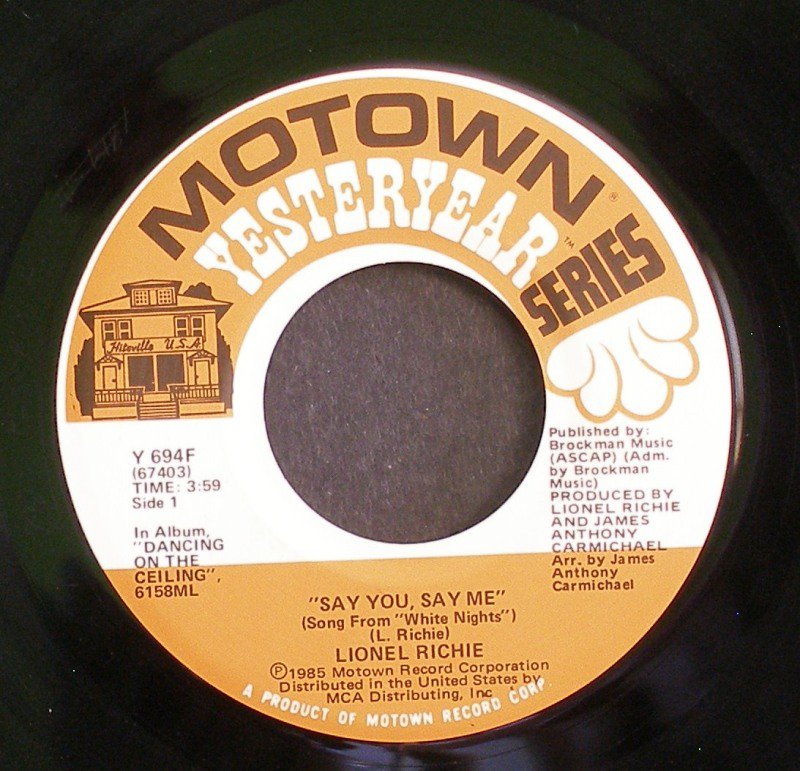 LIONEL RICHIE~Say You, Say Me / Ballerina Girl~ Motown Y 694F 45