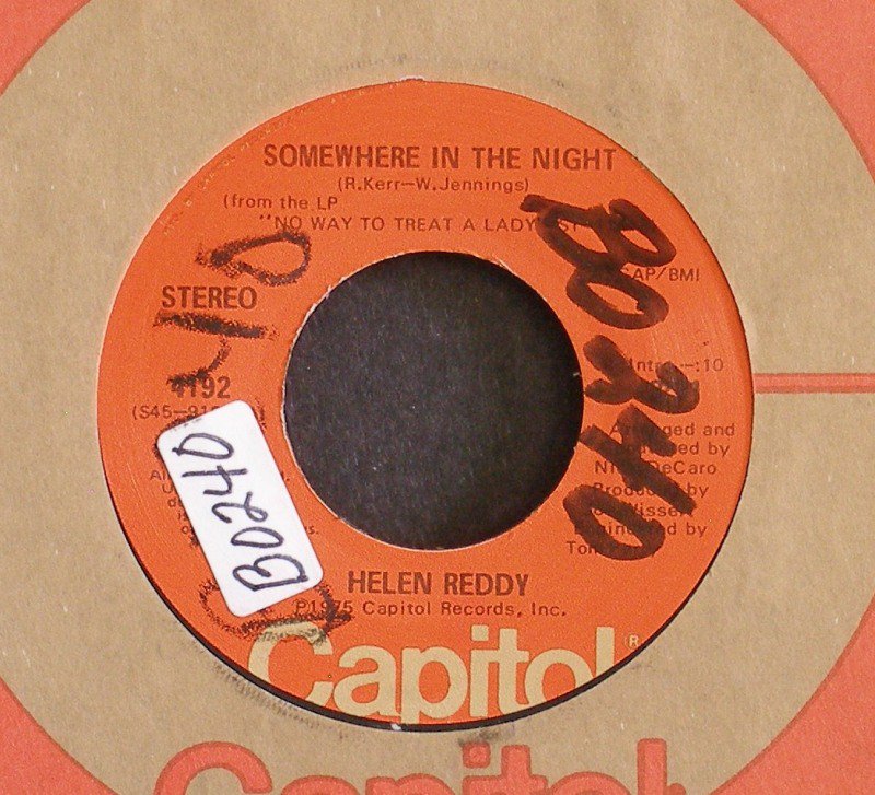 HELEN REDDY~Somewhere in the Night / Ten to Eight~ Capitol 4192 1975, 45