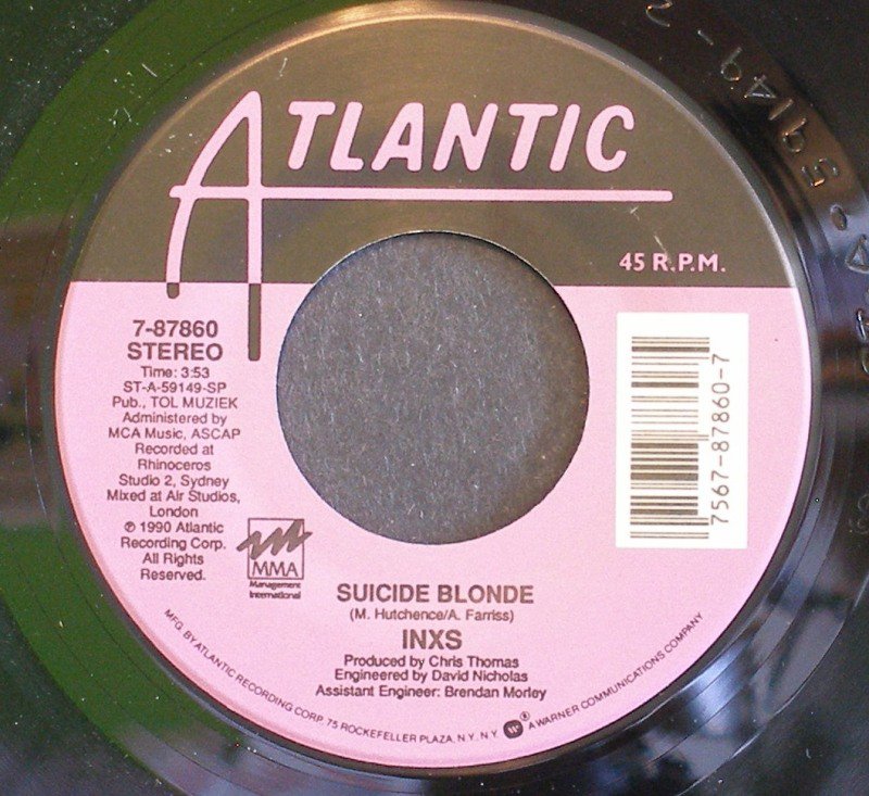 INXS~Suicide Blonde / Everyone Wants U Tonight~ Atlantic 7-87860 1990, 45