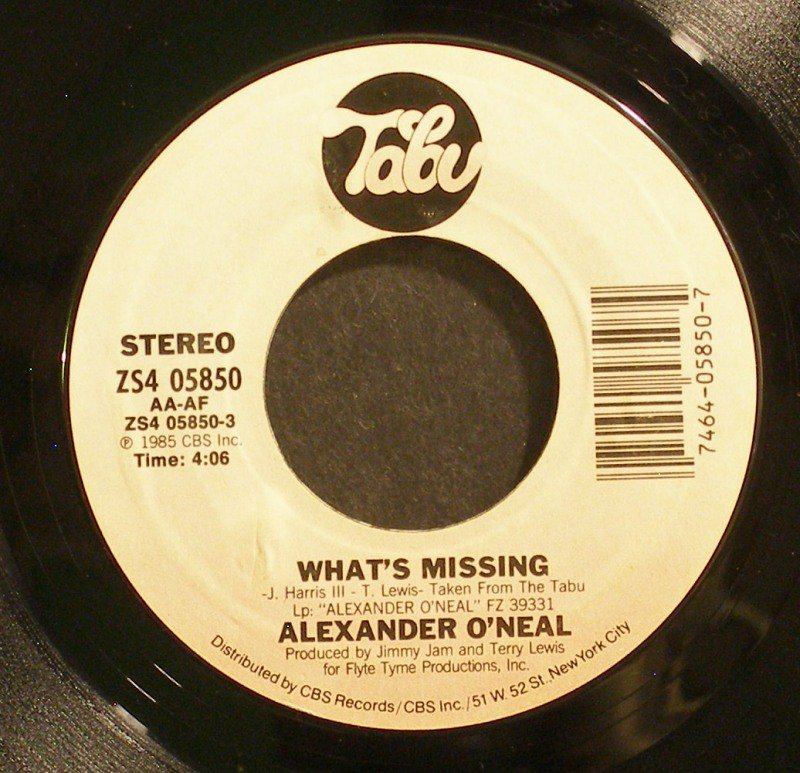 ALEXANDER O'NEAL~What's Missing / Are You~ Tabu ZS4 05850 1985, 45