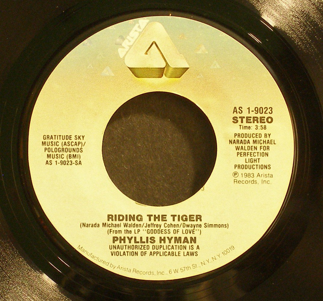 PHYLLIS HYMAN~Riding the Tiger~ Arista AS 1-9023 1983, 45