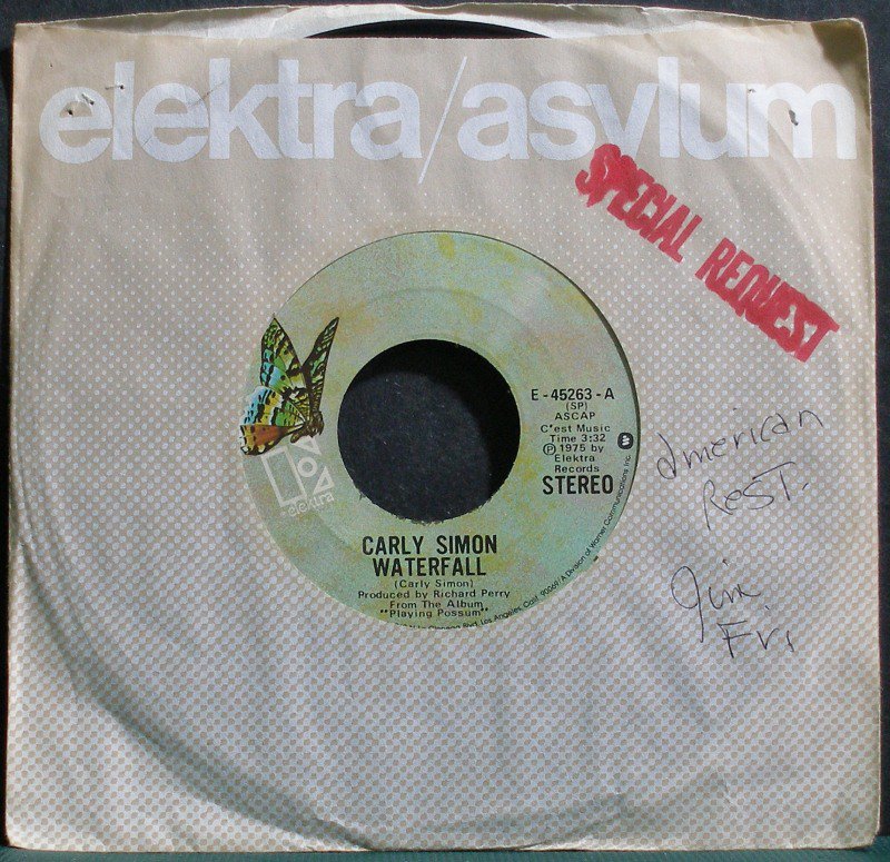CARLY SIMONWaterfallElektra 45263 (Soft Rock) VG+ 45