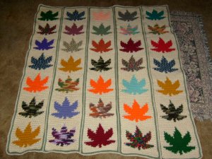 crocheted throw