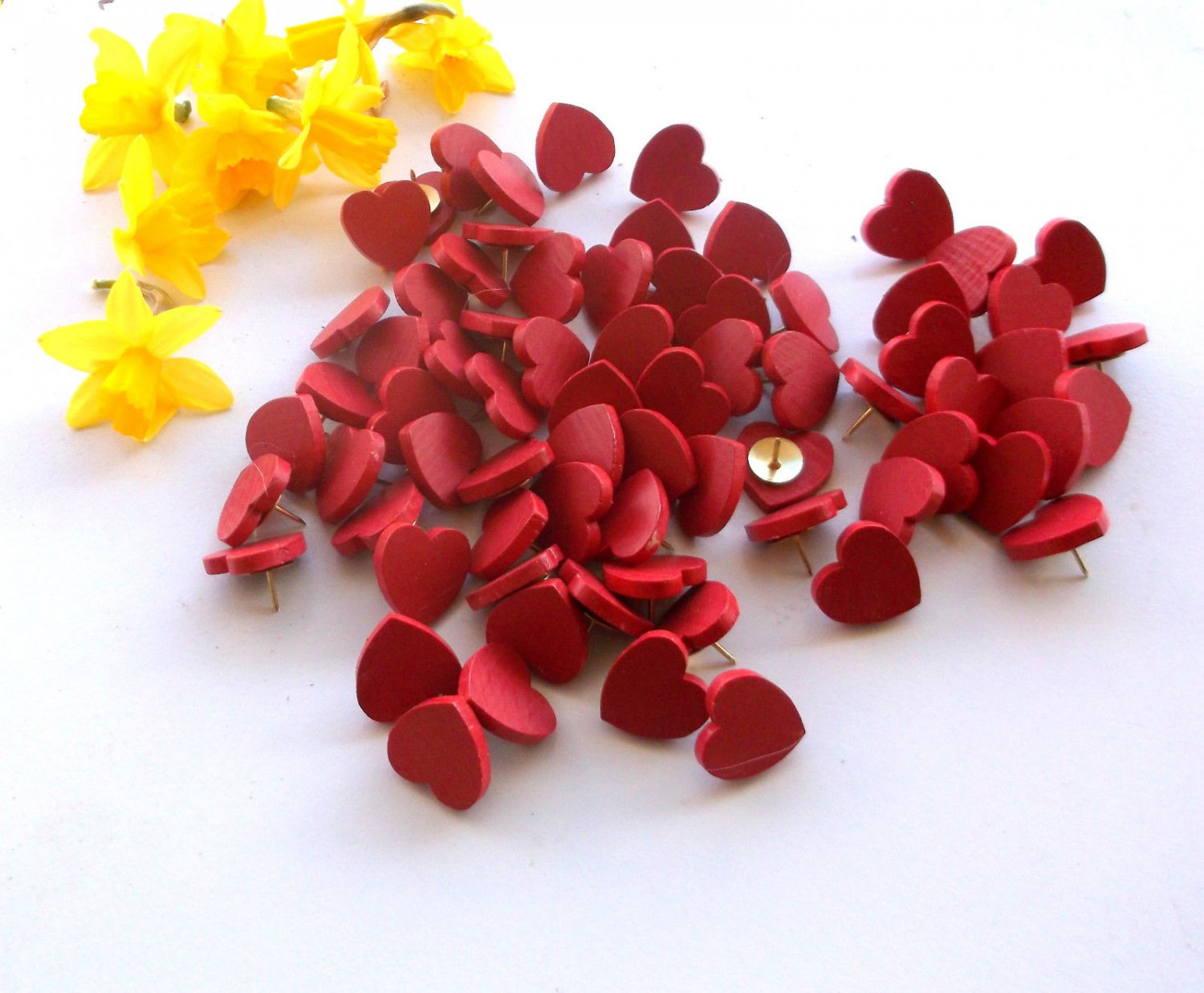 Heart Shaped Red Thumb Tacks or Push Pins