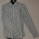 GAP Women's l/s plaid fitted snap up shirt LARGE