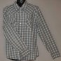 GAP Women's l/s plaid fitted snap up shirt LARGE
