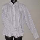 ANN TAYLOR Women's l/s stretch striped fitted button up dress shirt SMALL