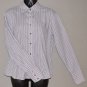 ANN TAYLOR Women's l/s stretch striped fitted button up dress shirt SMALL