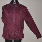 EDDIE BAUER Women's purple stretch l/s fitted button up shirt SMALL
