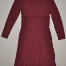 ANN TAYLOR LOFT Women's Burgundy l/s stretch v neck wear to work dress 8 reg