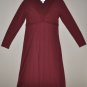 ANN TAYLOR LOFT Women's Burgundy l/s stretch v neck wear to work dress 8 reg