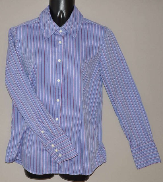 TOMMY HILFIGER Women's l/s striped fitted button up shirt MEDIUM