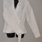 THE LIMITED Women's l/s stretch metallic striped wrap shirt MEDIUM