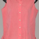 LIZ CLAIBORNE Women's orange sleeveless fitted button up shirt 4