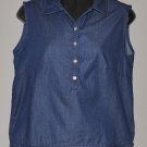 LIZ CLAIBORNE Women's sleeveless button up denim shirt MEDIUM