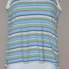LANDS END Women's stretch striped sleeveless polo shirt MEDIUM