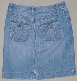 EDDIE BAUER Women's straight jeans skirt with back slit 2
